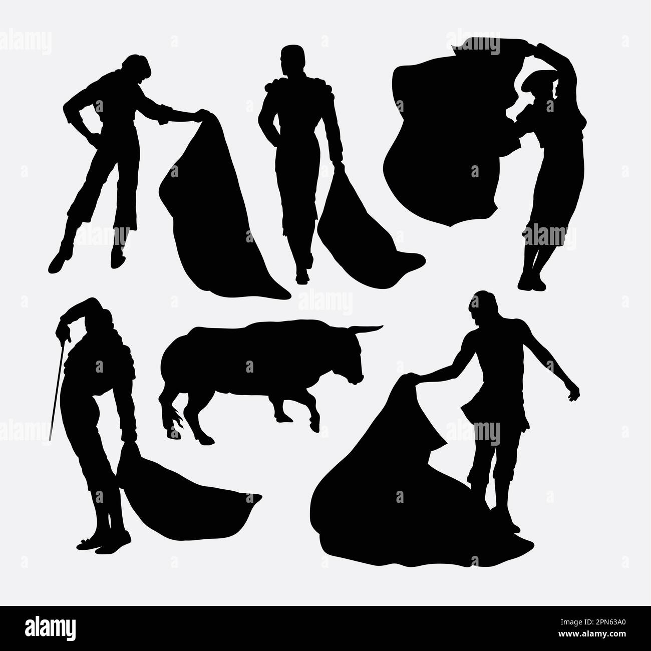 Matador sport silhouettes. Good use for symbol, logo, web icon, mascot, or any design you want. Easy to use. Stock Vector