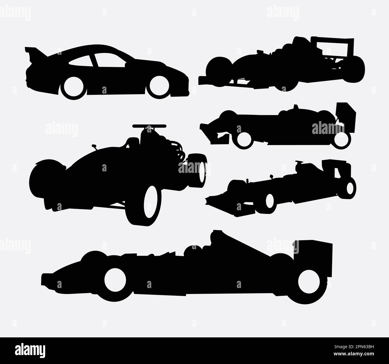 Race car and transportation silhouettes. Good use for symbol, logo, web icon, mascot, or any design you want. Easy to use. Stock Vector