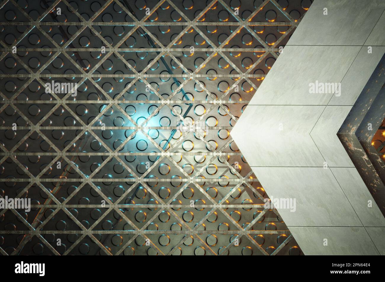 3d illustration. Abstract metal space design modern luxury futuristic ...