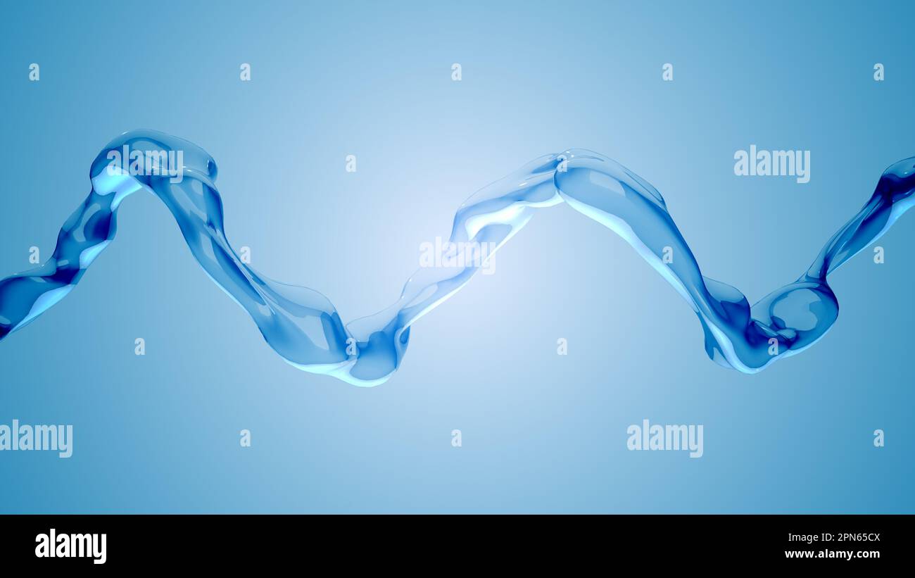Abstract liquid splash flowing on blue background Stock Photo