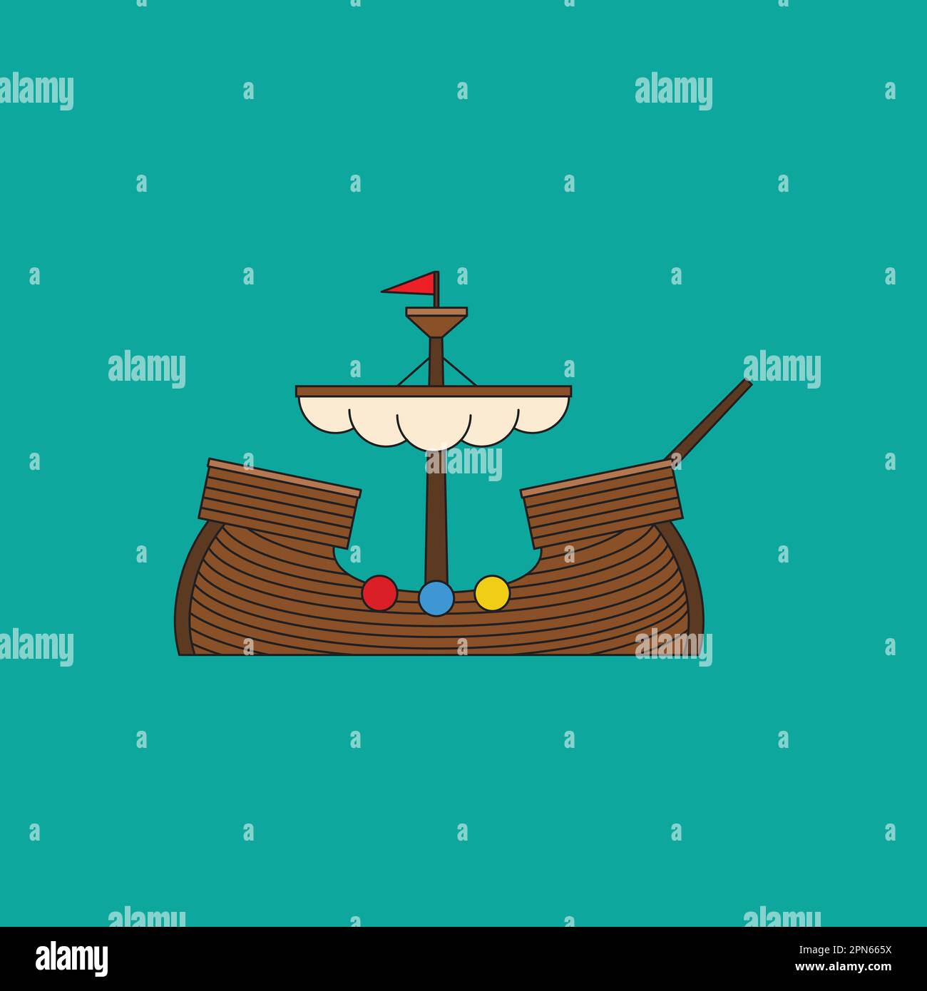 medieval merchant ship illustration. - vector Stock Vector