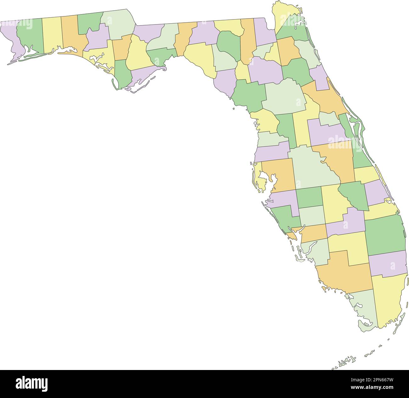 Florida Highly detailed editable - Florida Highly Detailed Editable Political Map 2PN667W 