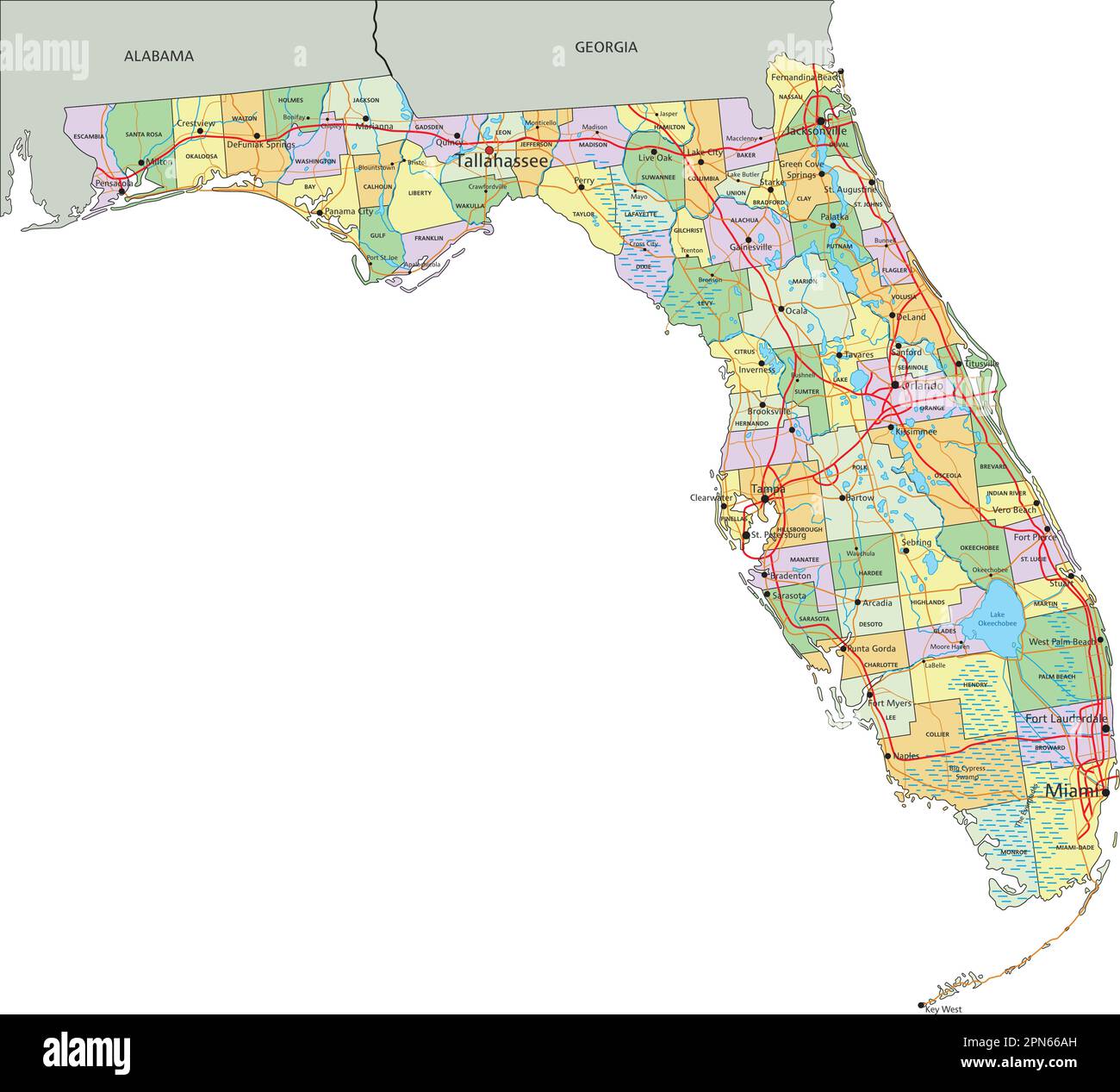 Florida Highly Detailed Editable Political Map With Labeling Stock Vector Image And Art Alamy 5873