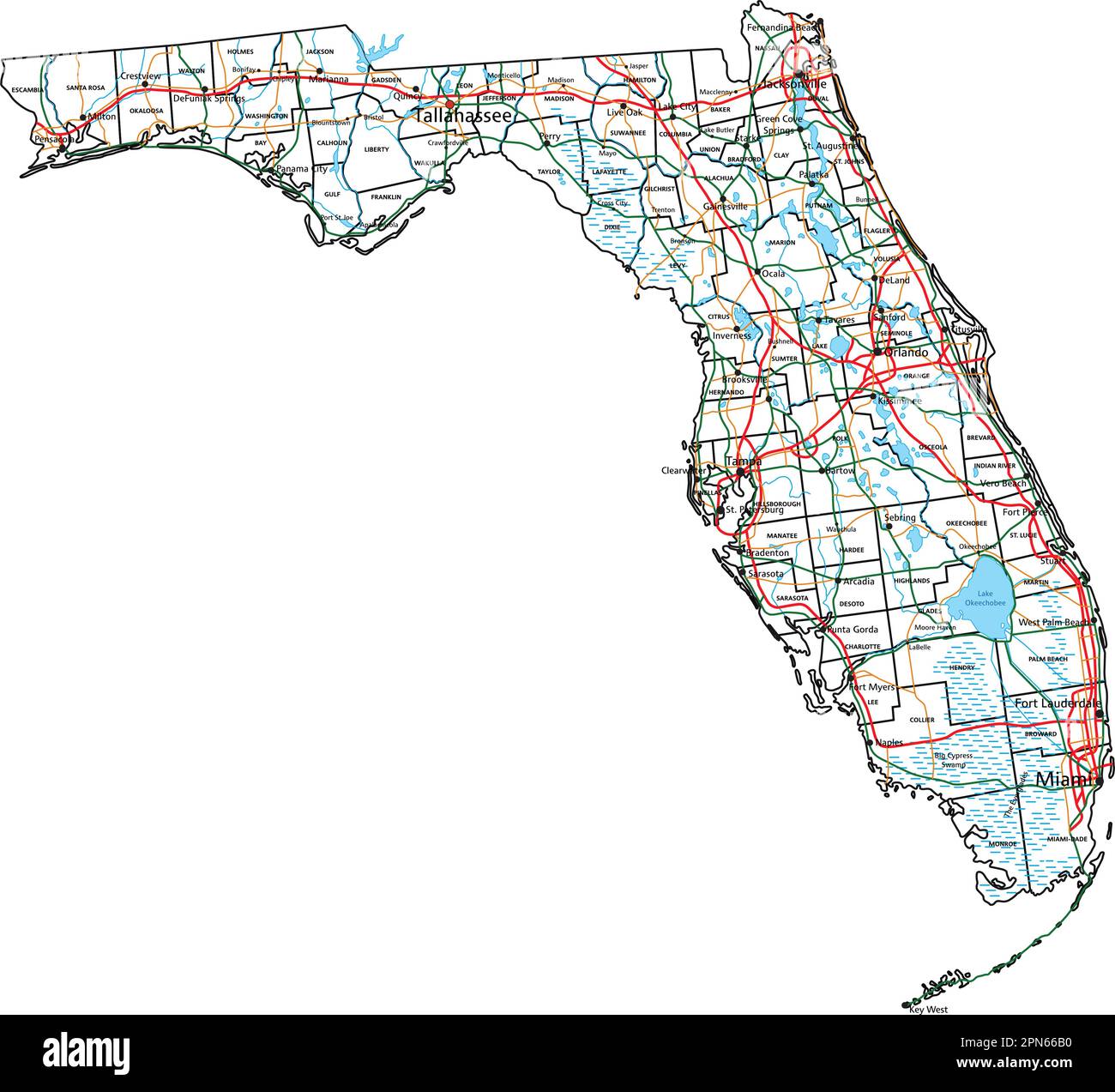 Florida road and highway map. Vector illustration Stock Vector Image ...