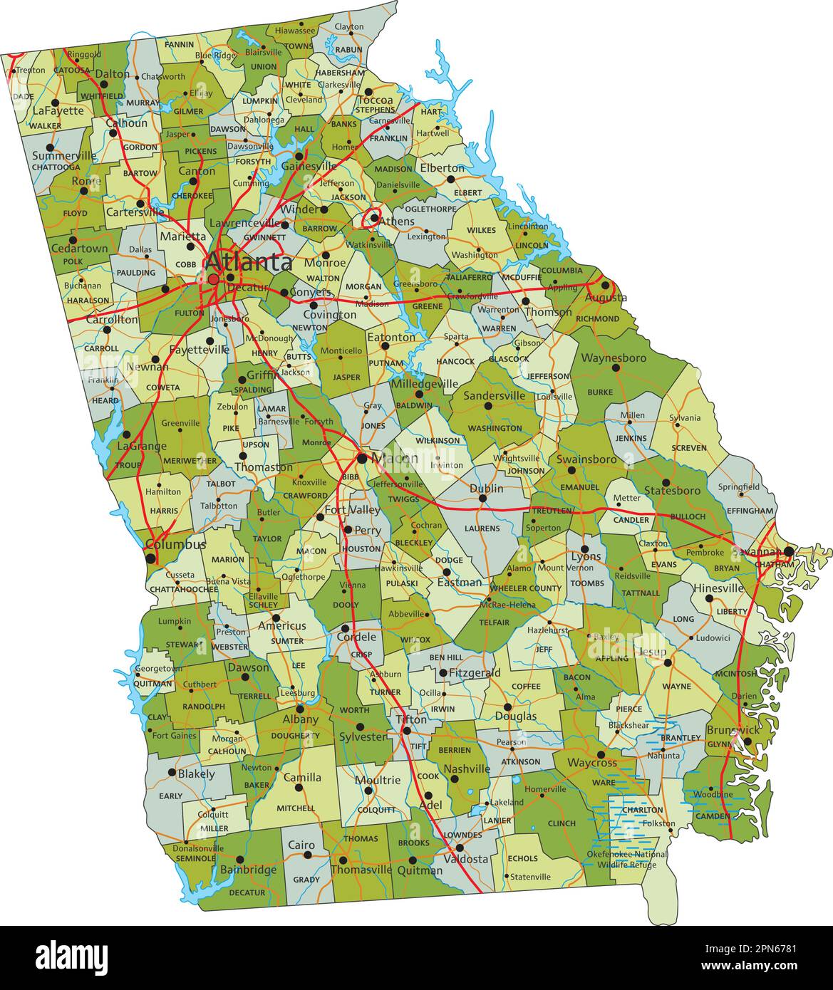 Highly Detailed Editable Political Map With Separated Layers Georgia Highly Detailed Editable Political Map With Separated Layers Georgia 2PN6781