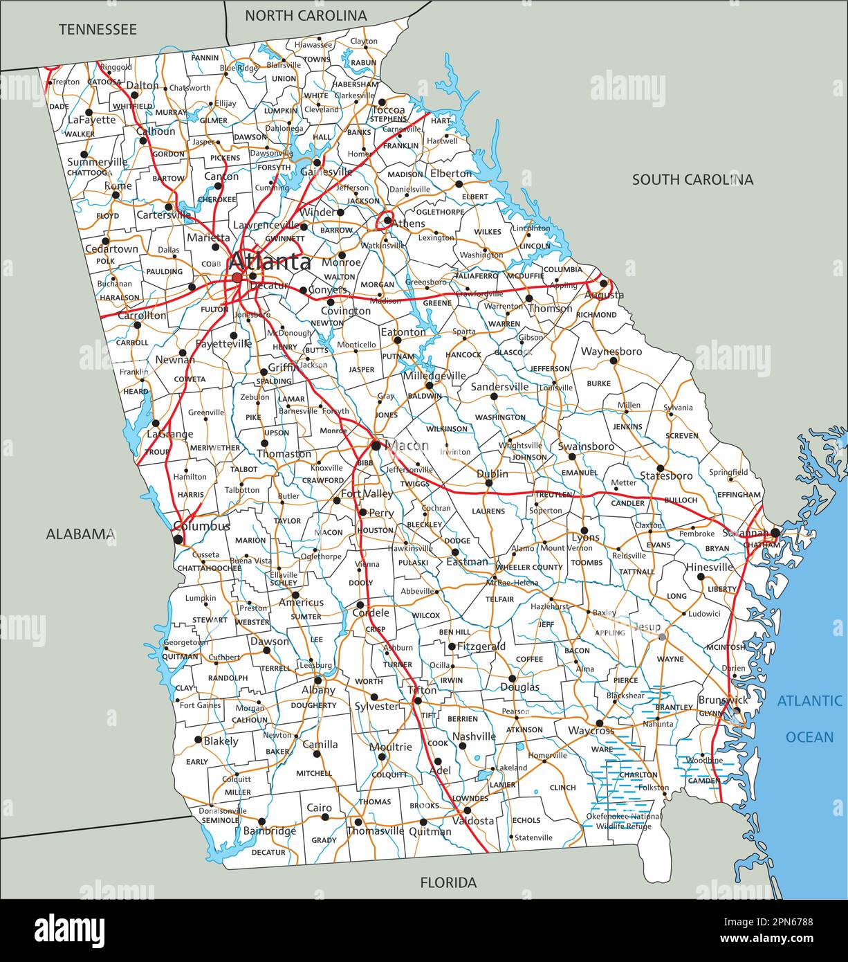 High detailed road map with labeling Stock Vector Image & Art