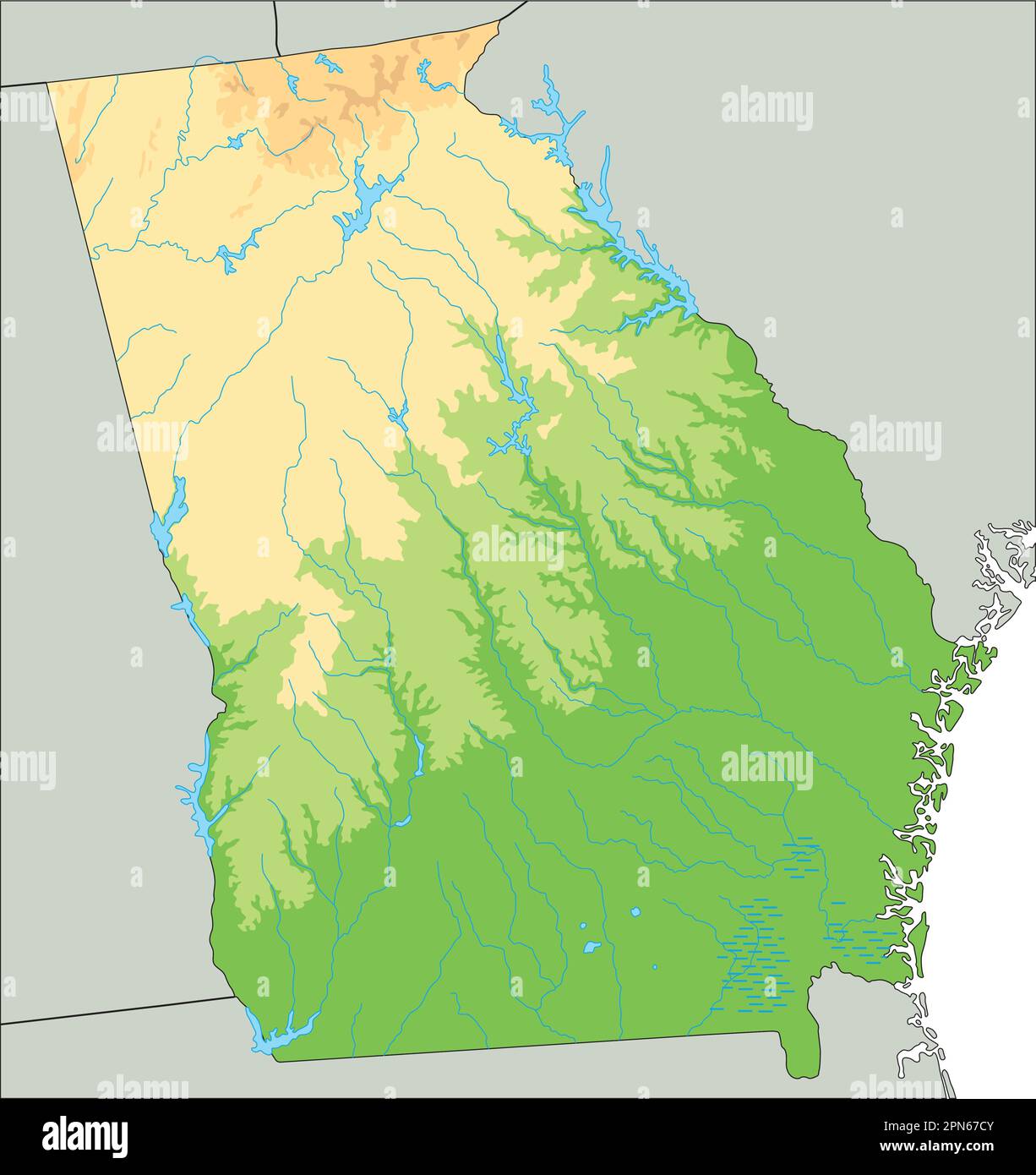 High Detailed Georgia Physical Map Stock Vector Image Art Alamy High Detailed Georgia Physical Map 2PN67CY