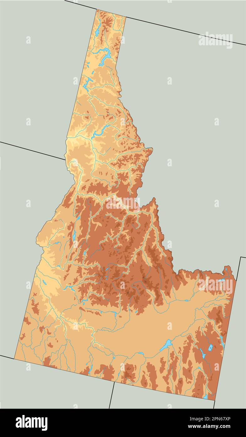 Highly detailed Idaho physical map Stock Vector Image & Art - Alamy