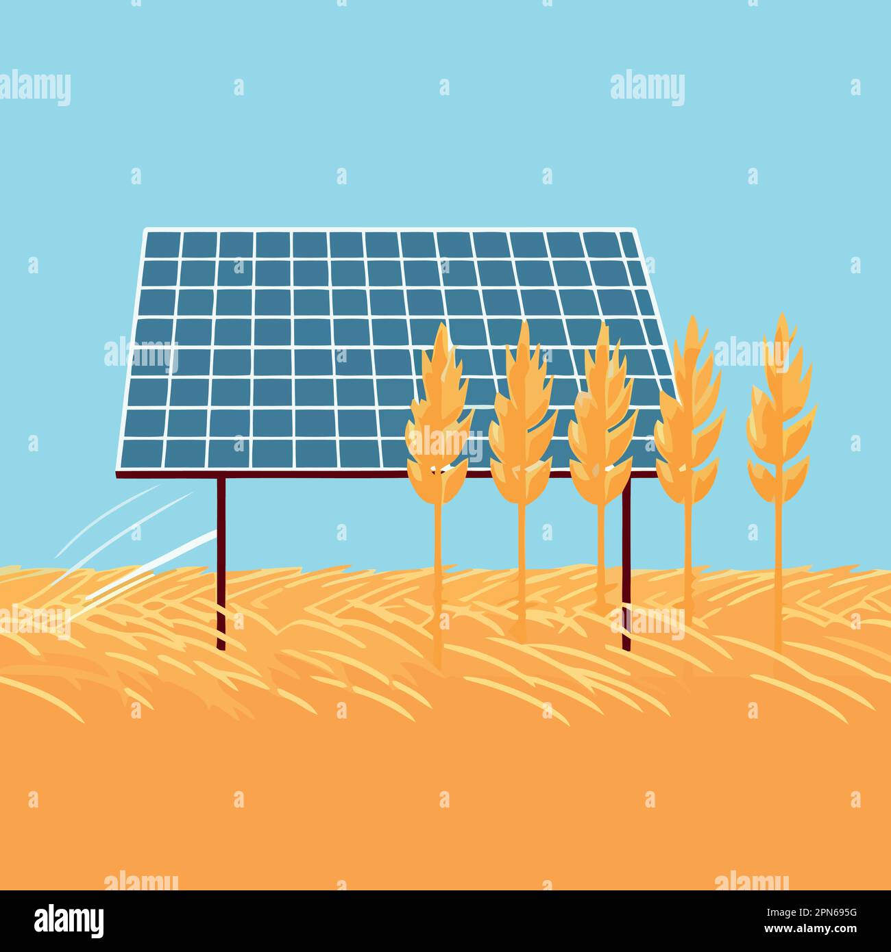 solar energy panels on a field minimalist vector illustration Stock Vector