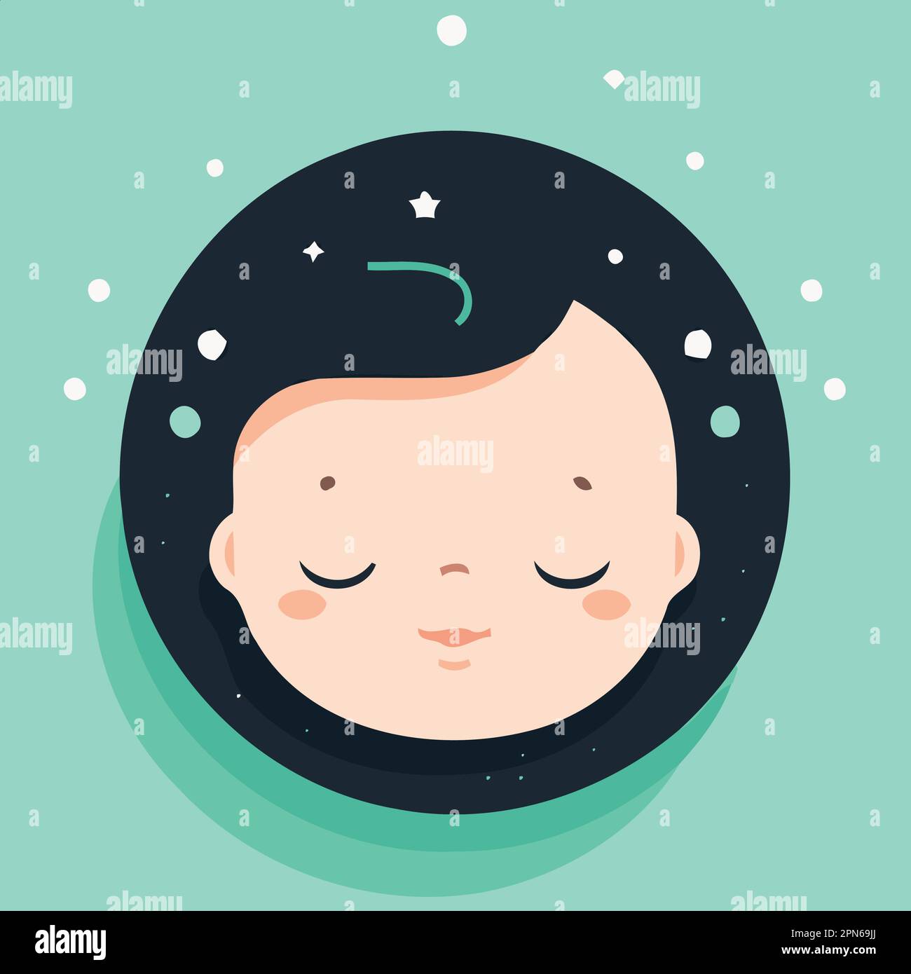 newborn baby head logo minimalistic vector illustration Stock Vector