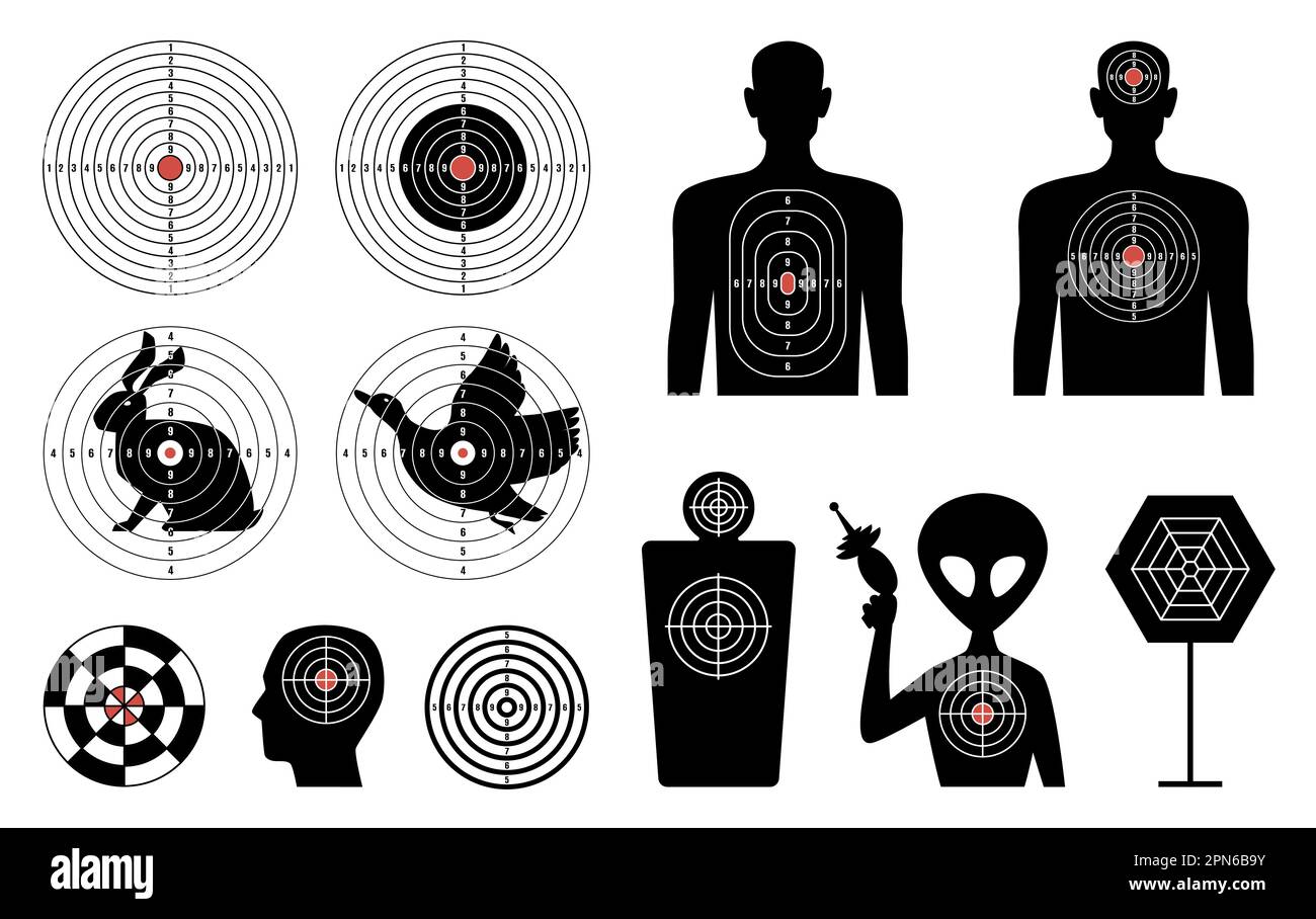 Target silhouettes. Figures with marks for shooting range template