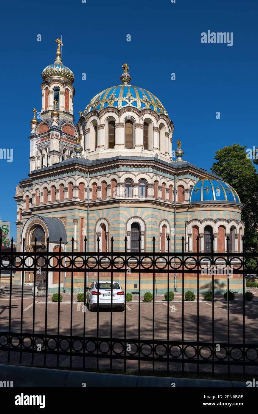 Alexander Nevsky Cathedral in city of Łódź, Poland. Polish Orthodox church, Neo-Byzantine architecture from the 19th century. Stock Photo