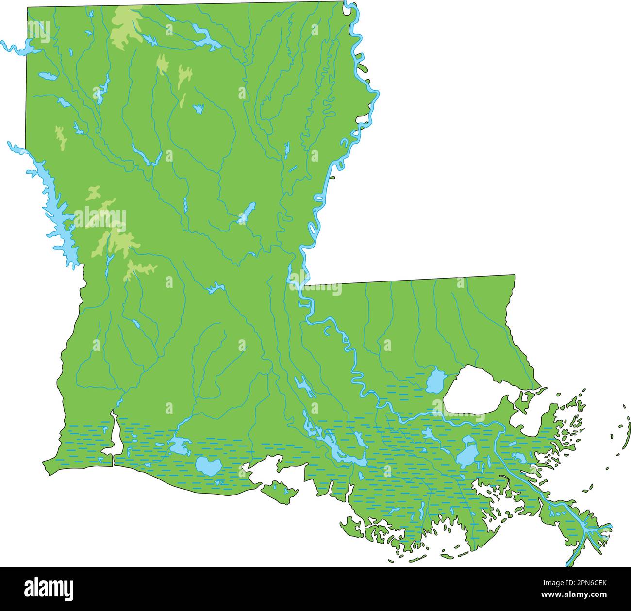 High detailed Louisiana physical map Stock Vector Image & Art Alamy