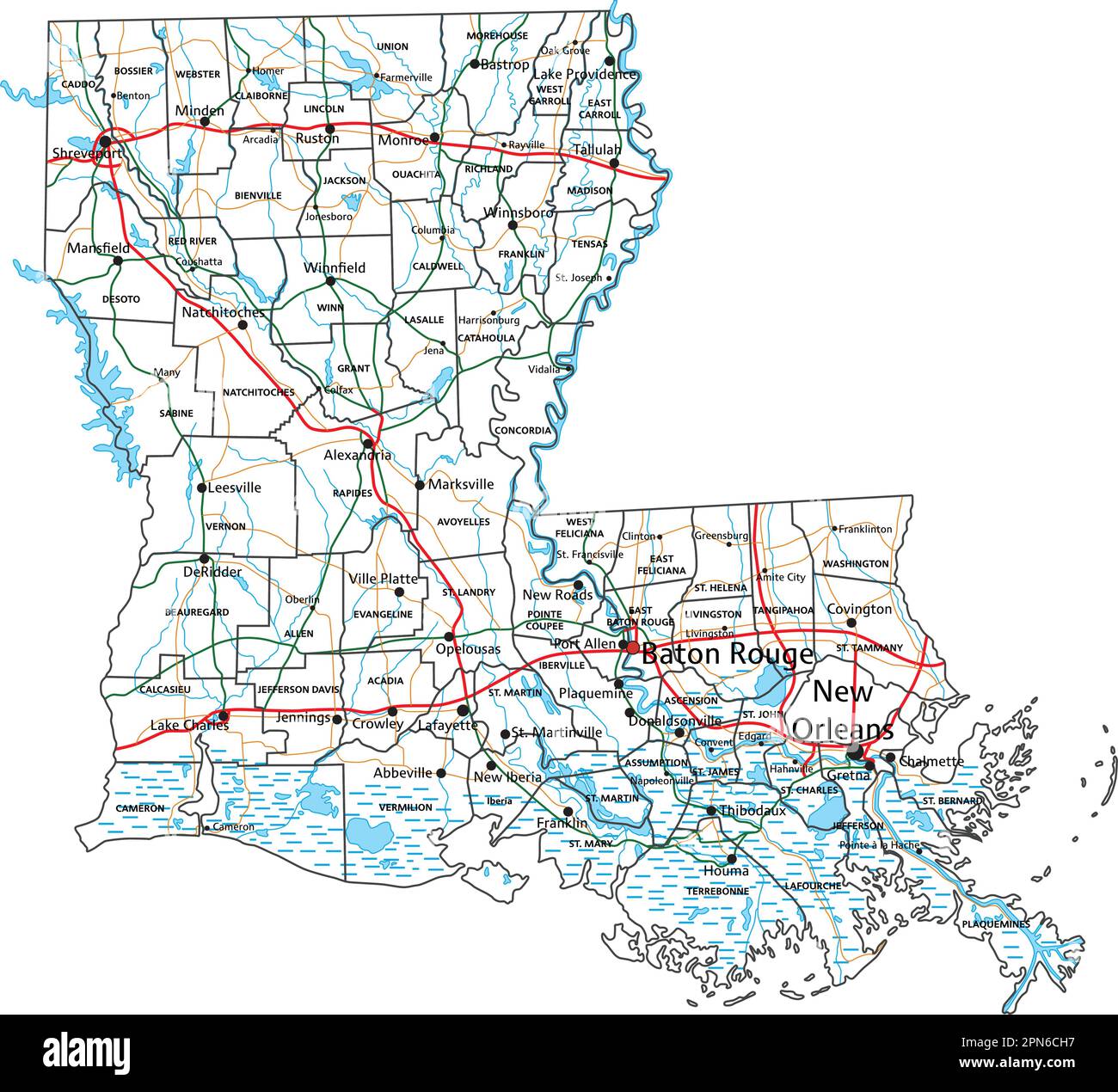 Louisiana Road And Highway Map Vector Illustration Stock Vector Image Louisiana Road And Highway Map Vector Illustration 2PN6CH7