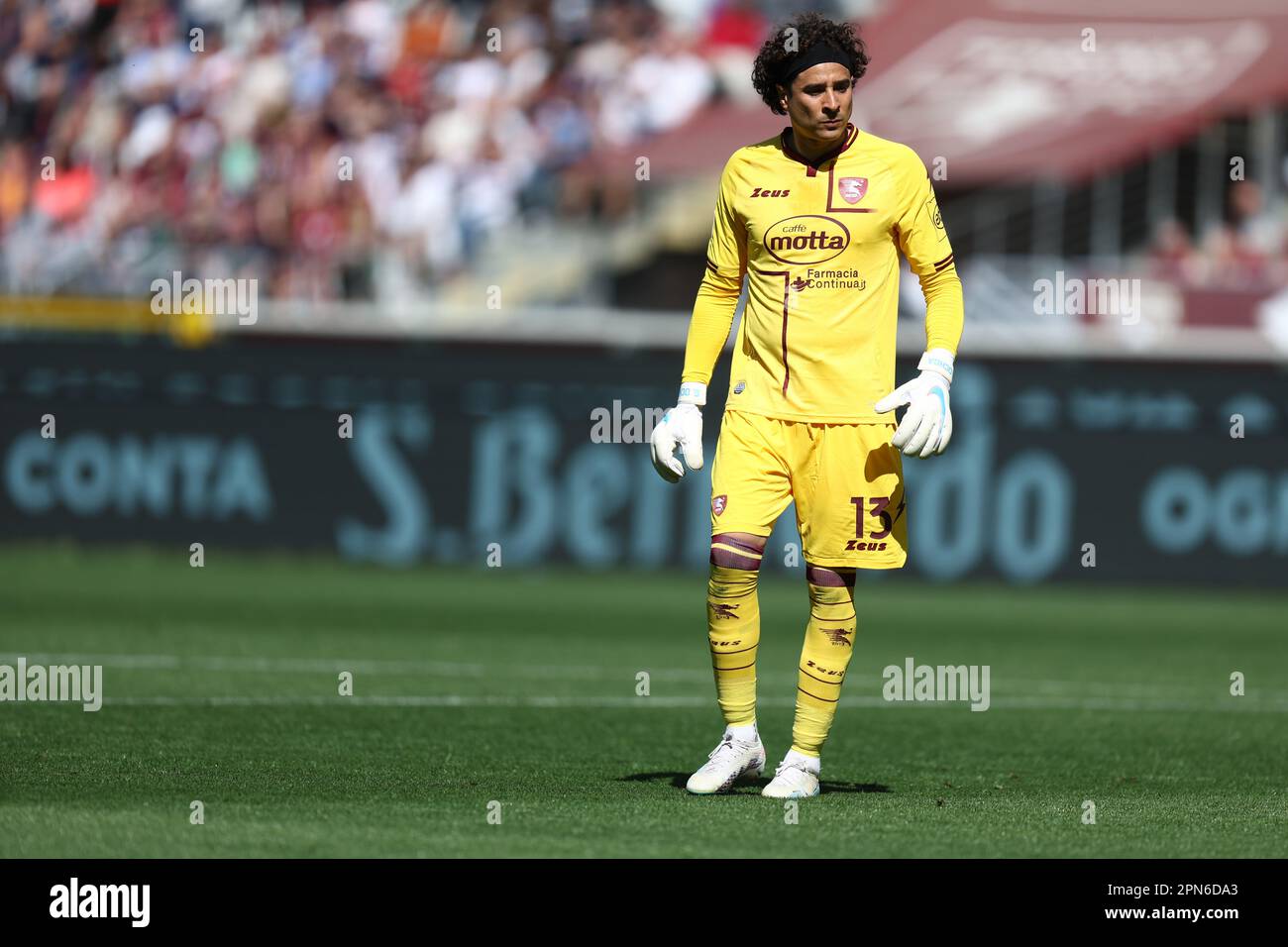 Torino, Italy. 16th Apr, 2023. Guillermo Ochoa of Us Salernitana looks on during the Serie Amatch beetween Torino Fc and Us Salernitana at Stadio Olimpico on April 16, 2023 in Turin, Italy . Credit: Marco Canoniero/Alamy Live News Stock Photo