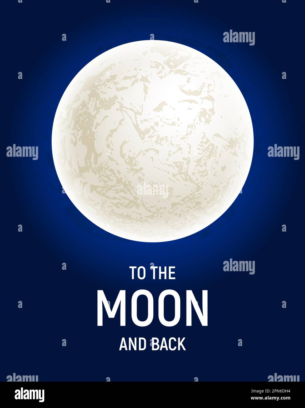 Futuristic space white planet poster background. Celestial body in deep blue sky. Cosmic party banner template. Vector illustration. Full Moon surface Stock Vector