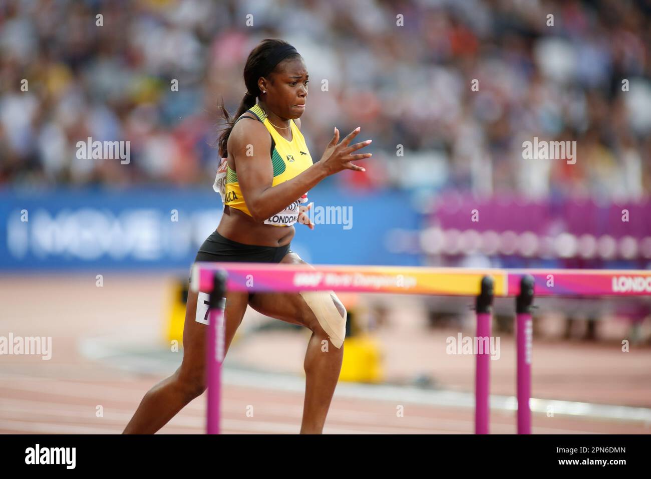 Yanique Thompson participating in the London 2017 World Athletics