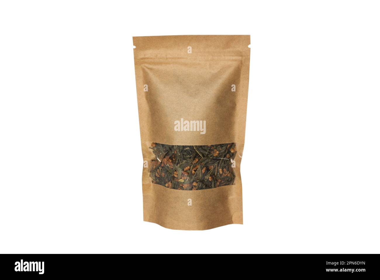 Brown kraft paper pouch bags front view isolated on a white background ...