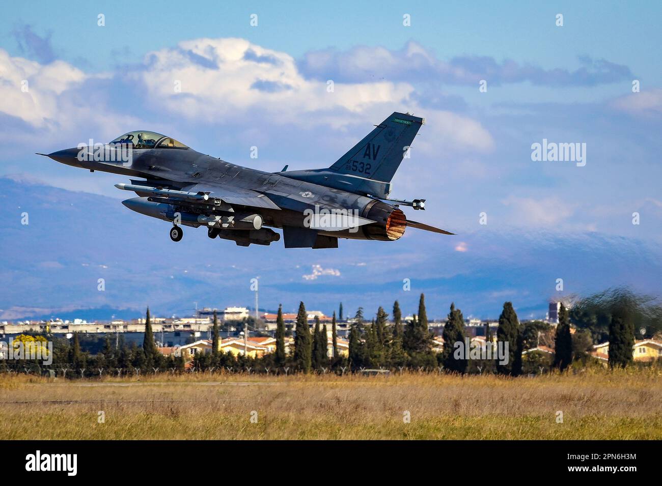 Lockheed Martin F-16C Fighting Falcon of the USAF stationed at Aviano ...