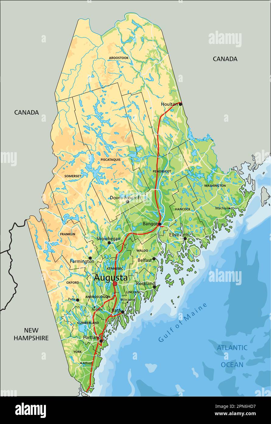 geographical map of maine