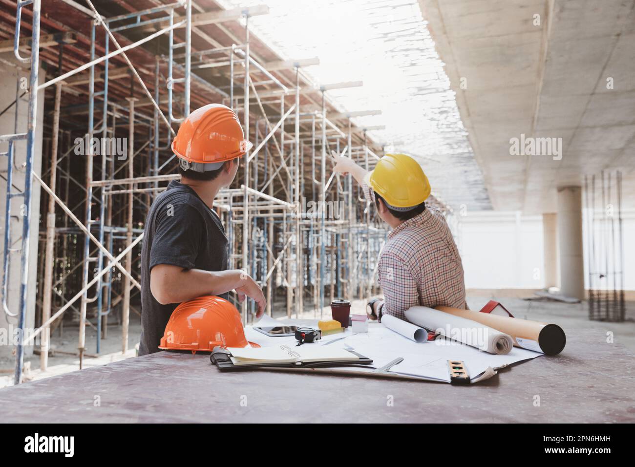 Construction concept of Engineer and Architect working with