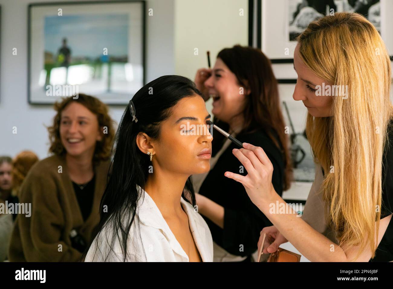 Cape Town, South Africa - November 15, 2022: Behind the Scenes Hair and Make-up on location Stock Photo