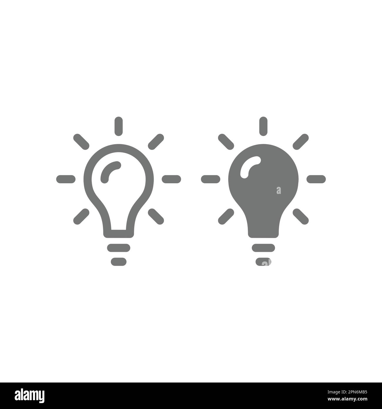 Lightbulb black vector icon. Simple bright light bulb, idea symbol. Stock Vector