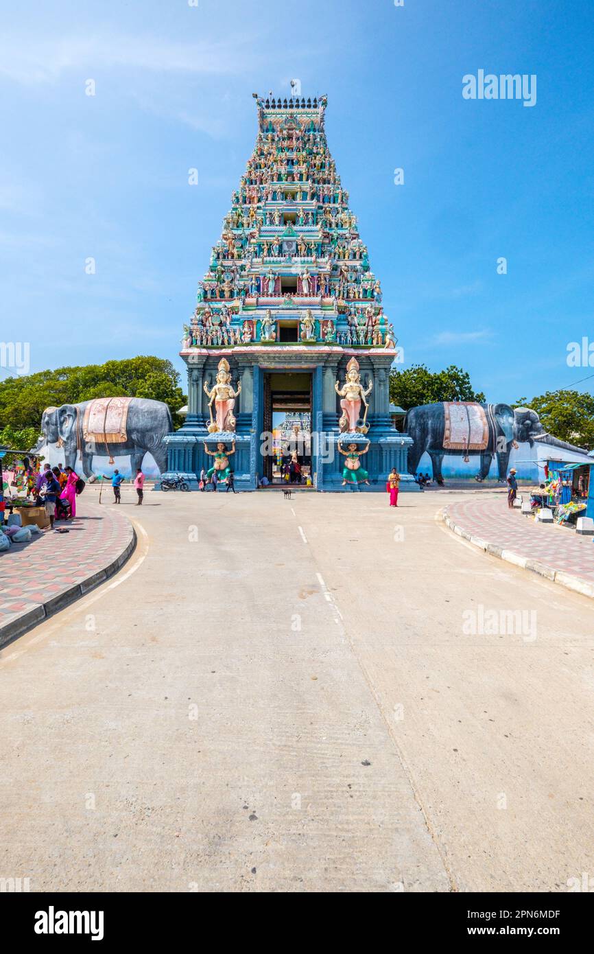 Naga Pooshani Amman Kovil a Hindu temple on Nainativu (Nagadipa) island near Jaffna , Sri Lanka Stock Photo