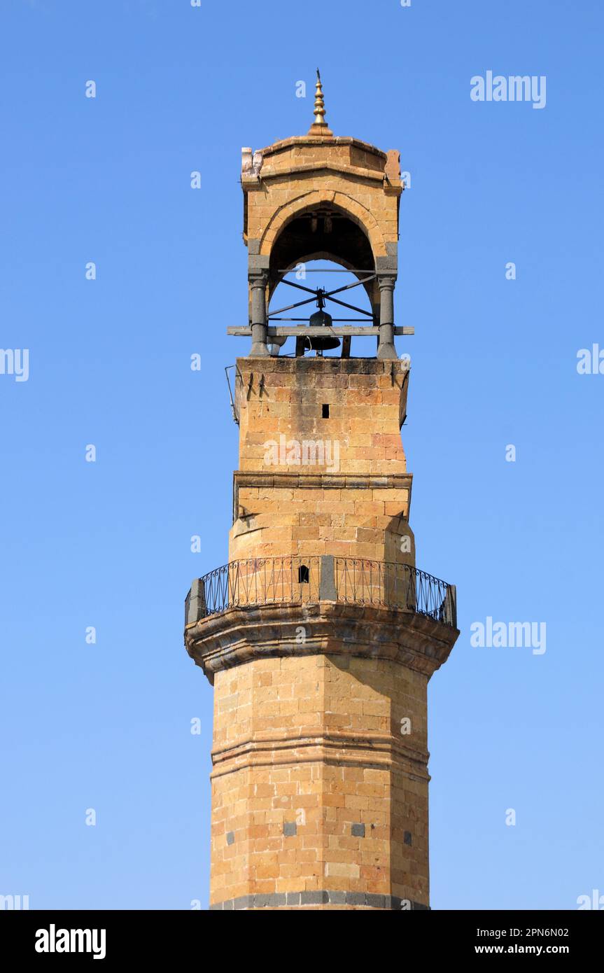 Niğde Clock Tower was built by Ziya Pasha in 1866. The tower is located on Niğde Castle. Stock Photo