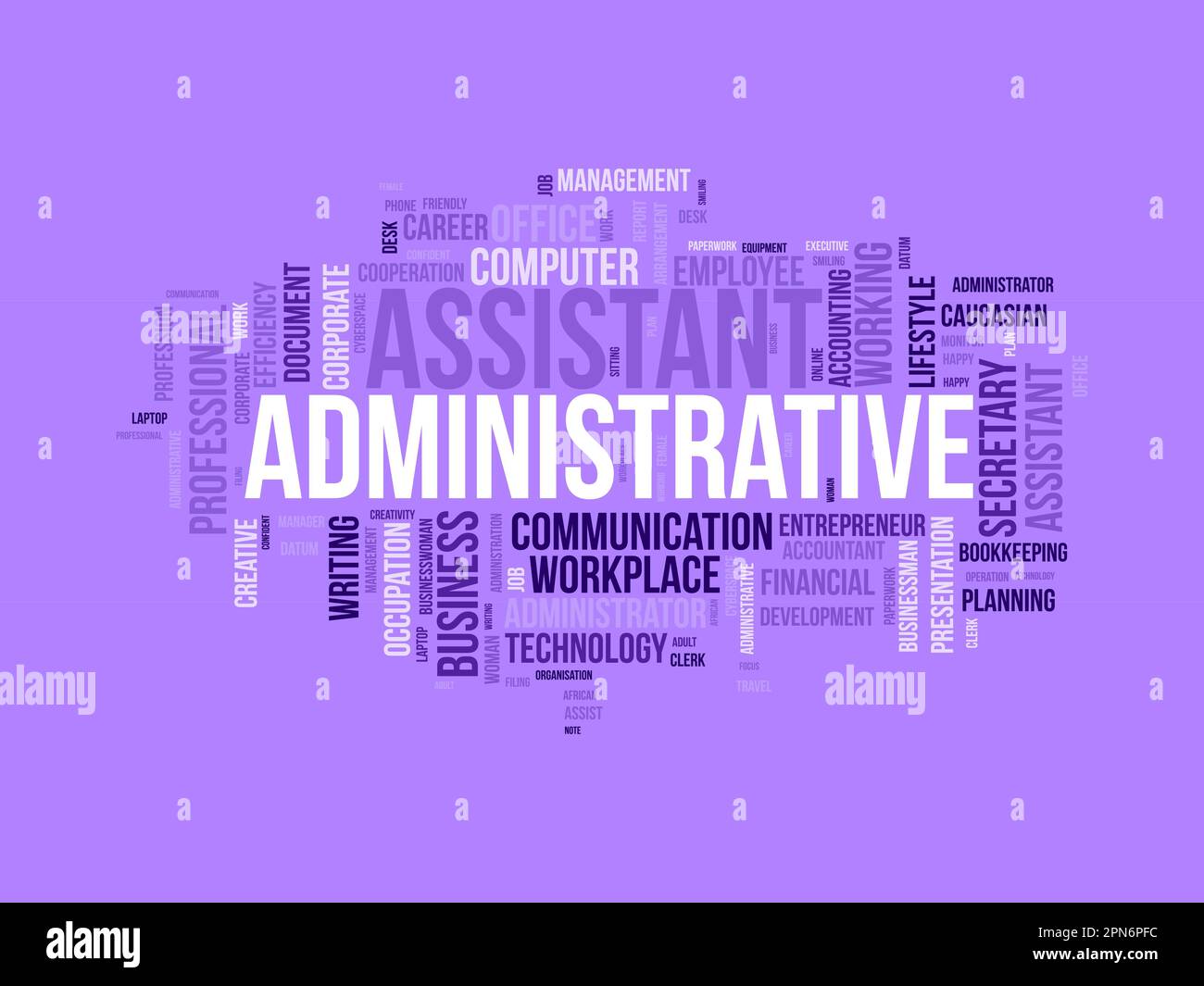 Word cloud background concept for Administrative assistant. Business