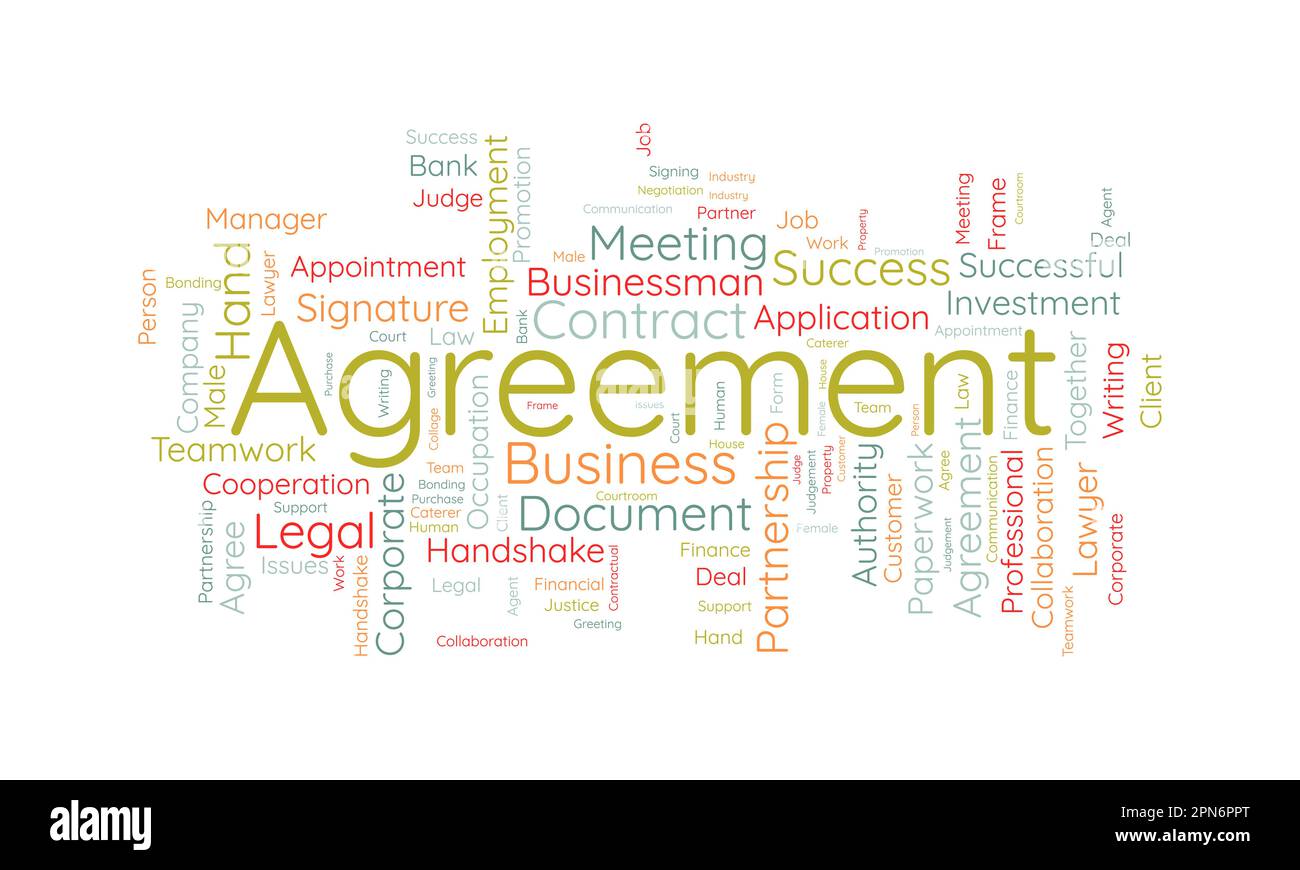 Word cloud background concept for Agreement. Corporate contract