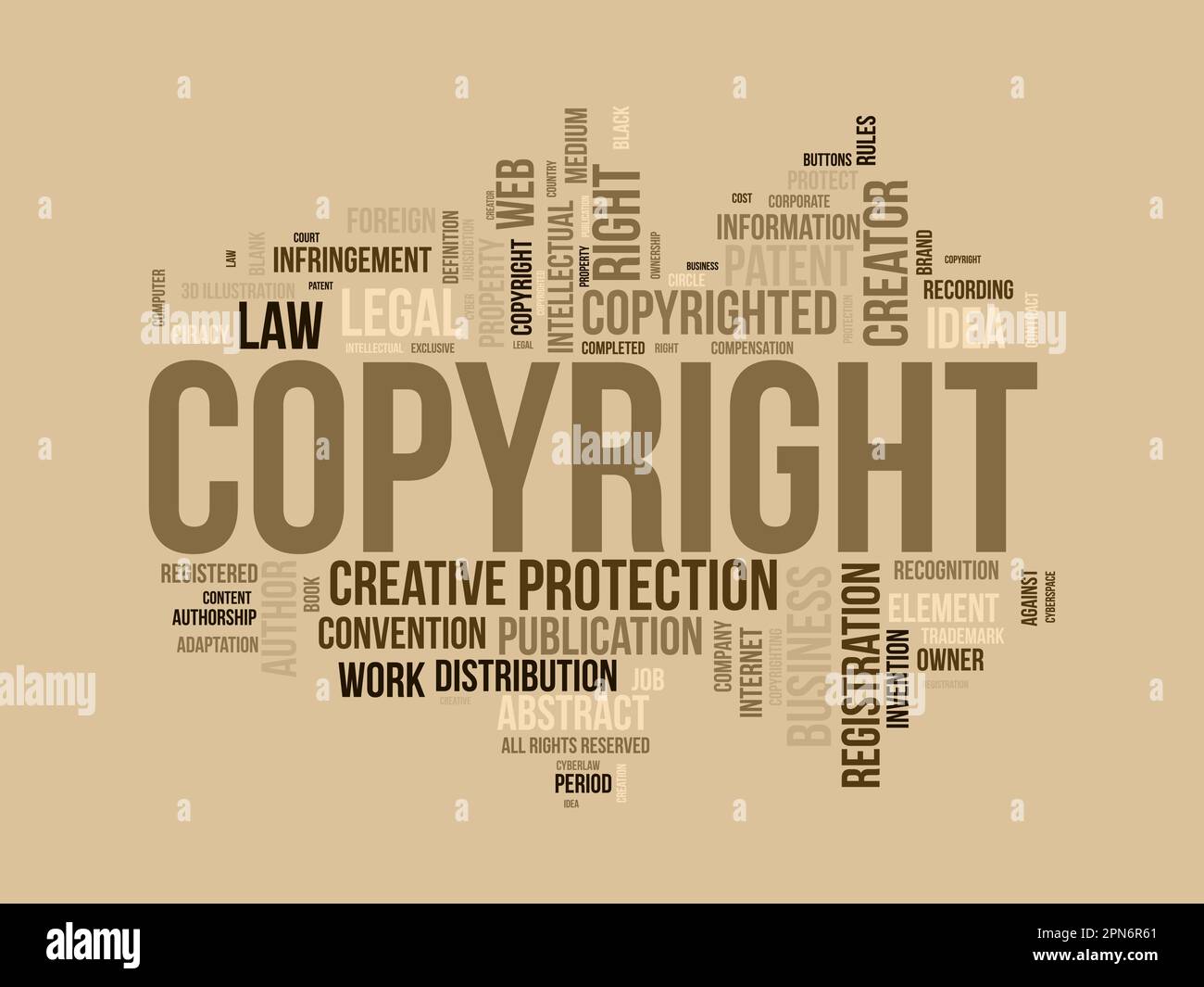 Word cloud background concept for Copyright. Intellectual property