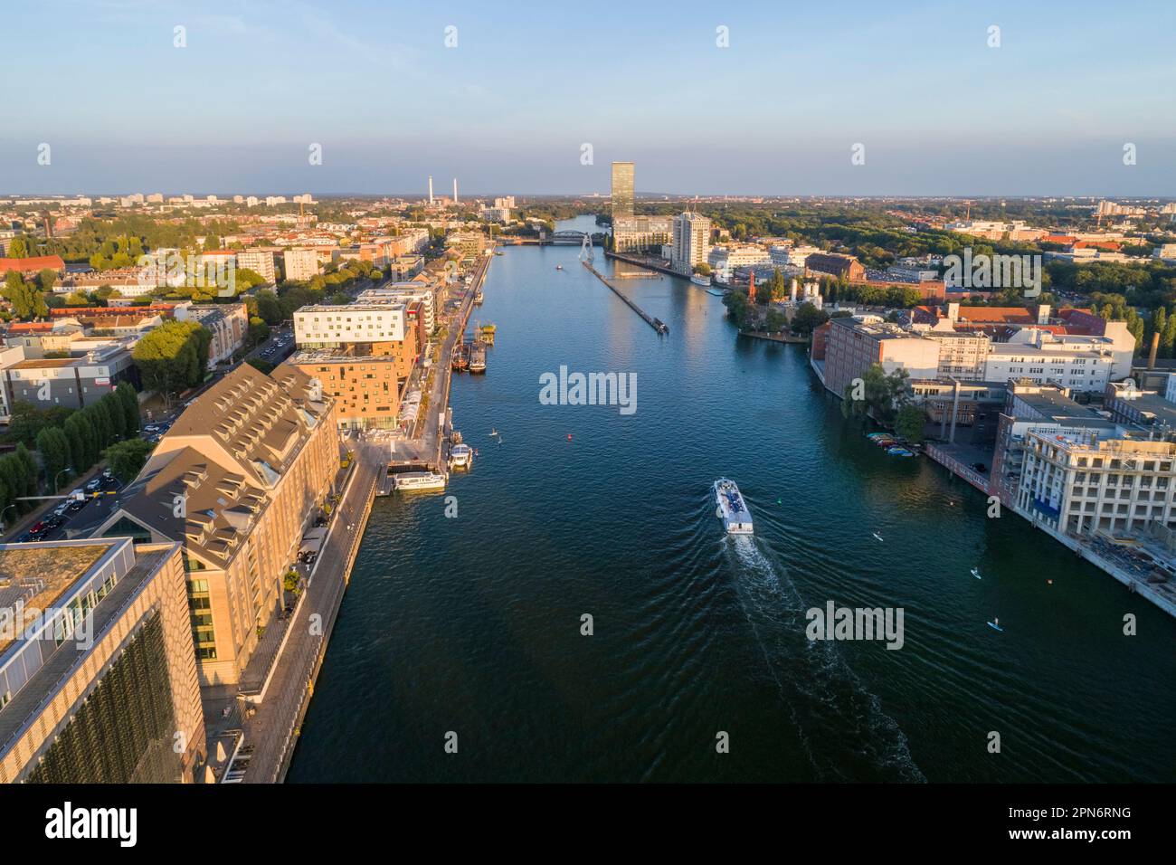 Aerial view of the Spree river near Treptower park, Berlin, Germany Stock Photo