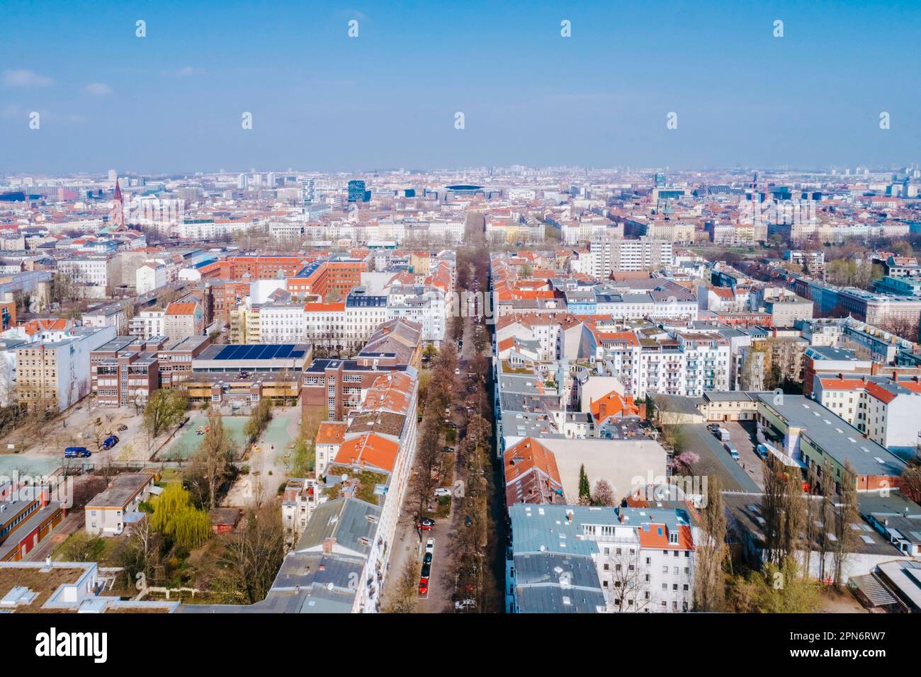 Aerial cityscape of Neukolln Kreuzberg, Berlin, Germany Stock Photo
