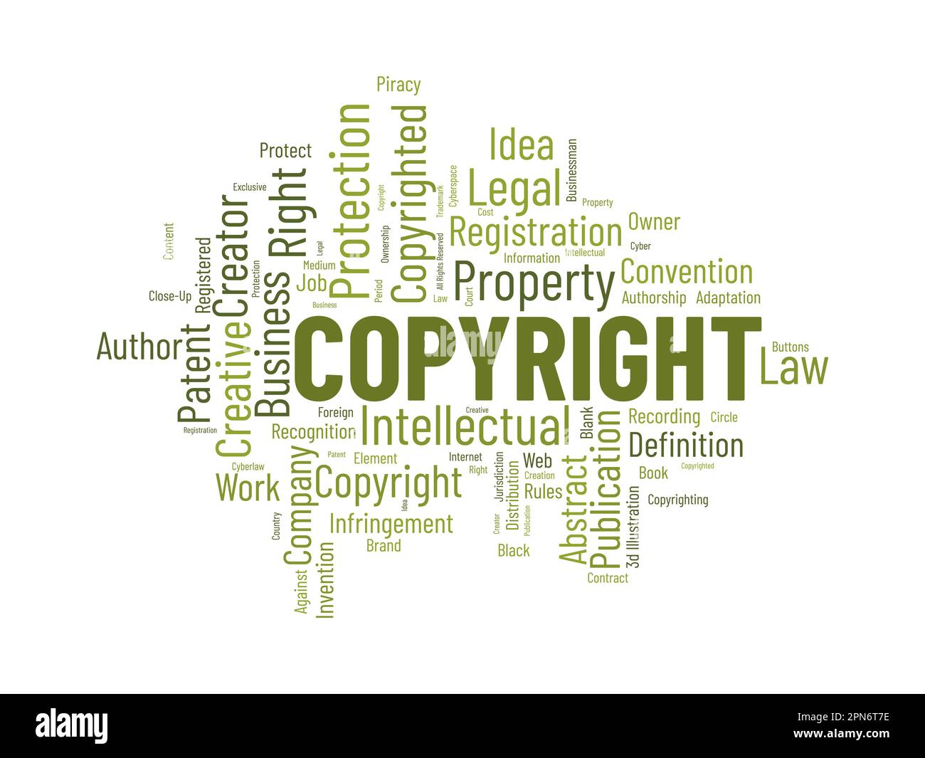 Word cloud background concept for Copyright. Intellectual property, legal trademark owner of business right. vector illustration. Stock Vector