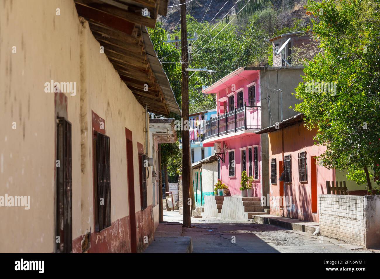 Colonial architecture in small mexican city Stock Photo
