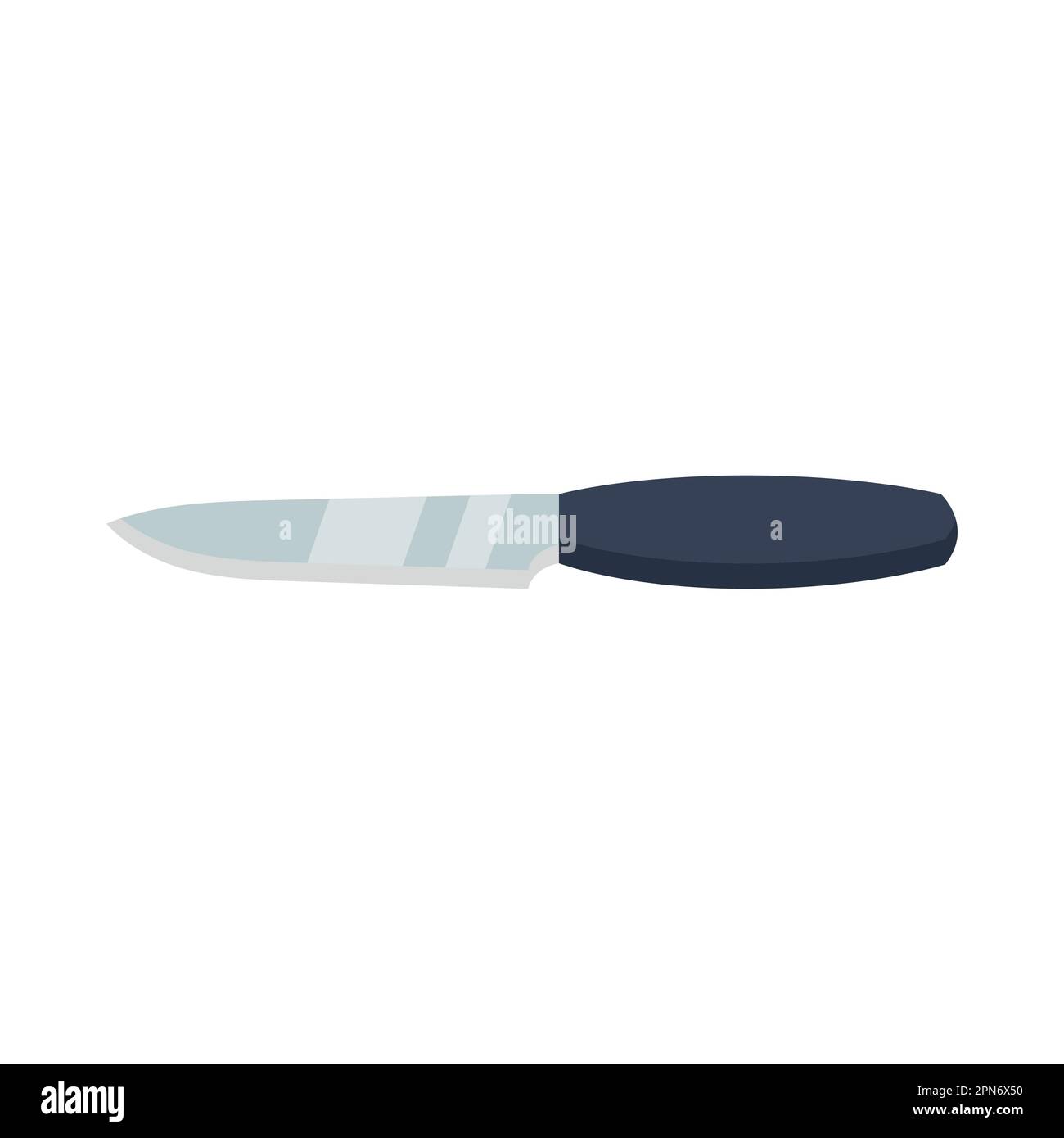 Chefs knife with black handle cartoon illustration Stock Vector Image