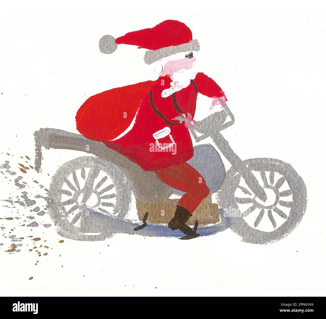 Santa Claus is a Biker. Stock Photo