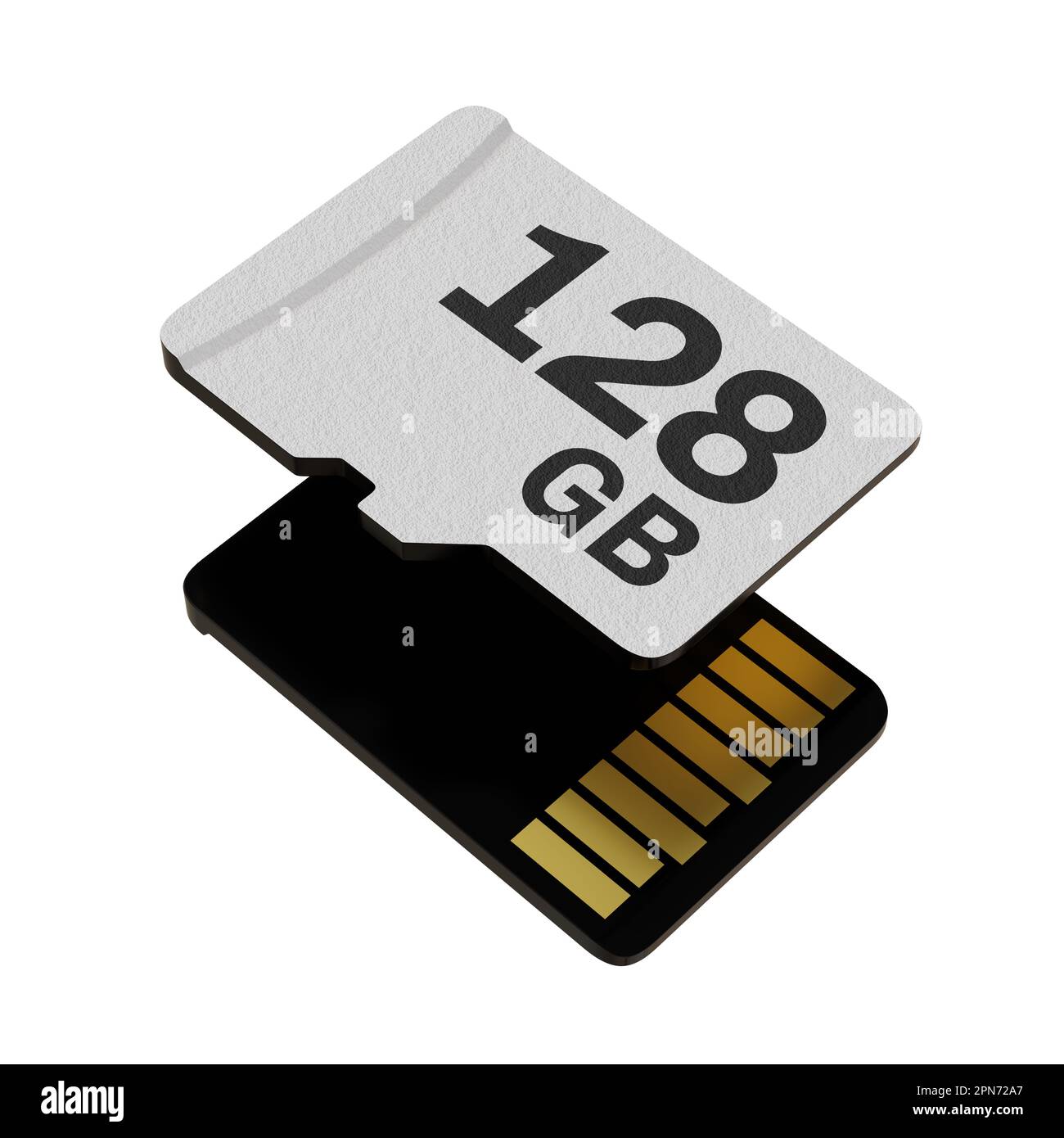 Memory card with 128 GB capacity, MicroSD flash storage disc isolated