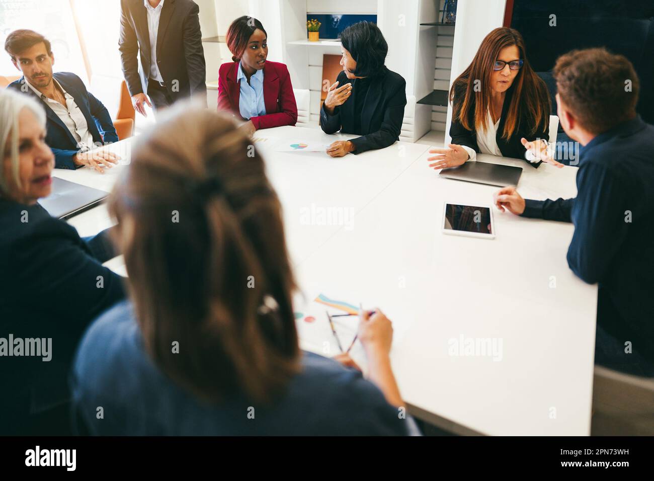 Multiracial colleagues working inside business office - Entrepreneurs ...