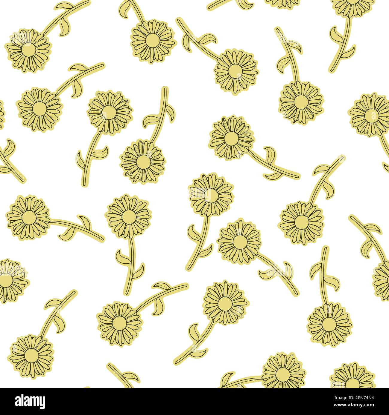 Yellow daisy flower vector pattern. It is a versatile illustration designed for multiple use cases. Usable for textile or stationery products. Stock Vector
