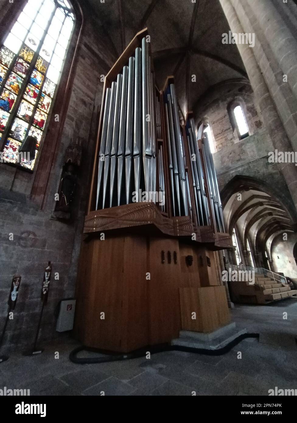 NUREMBERG, GERMANY – NOVEMBER 22, 2022: Giant pipe organ in the ...