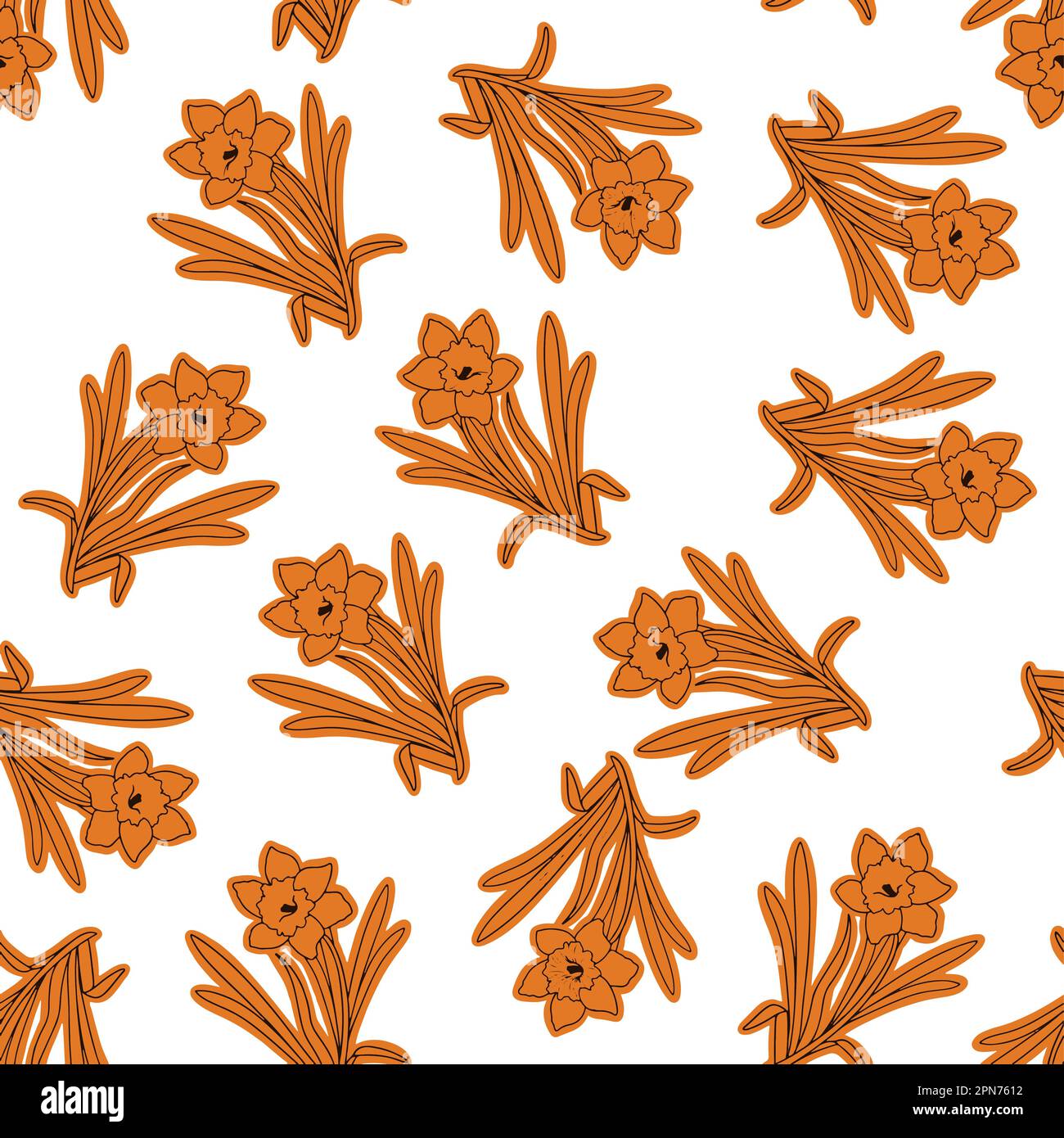 Orange narcissus flower vector pattern. It is a versatile illustration ...