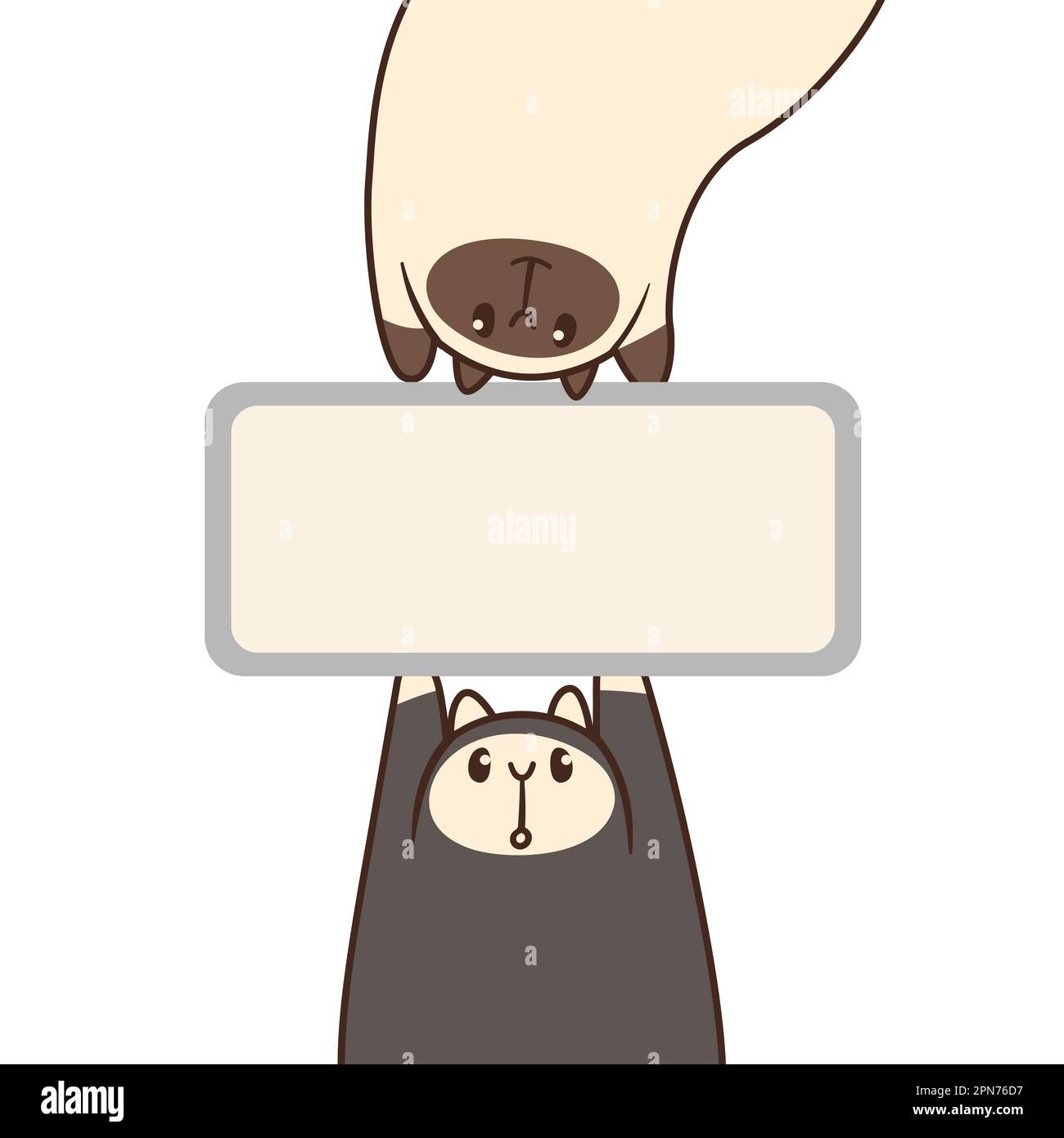 Cute comic cats holding blank banner vector illustration Stock Vector