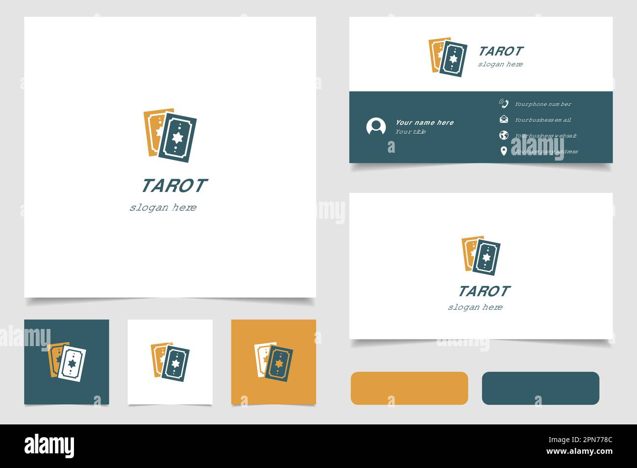 Tarot logo design with editable slogan. Branding book and business card template. Stock Vector