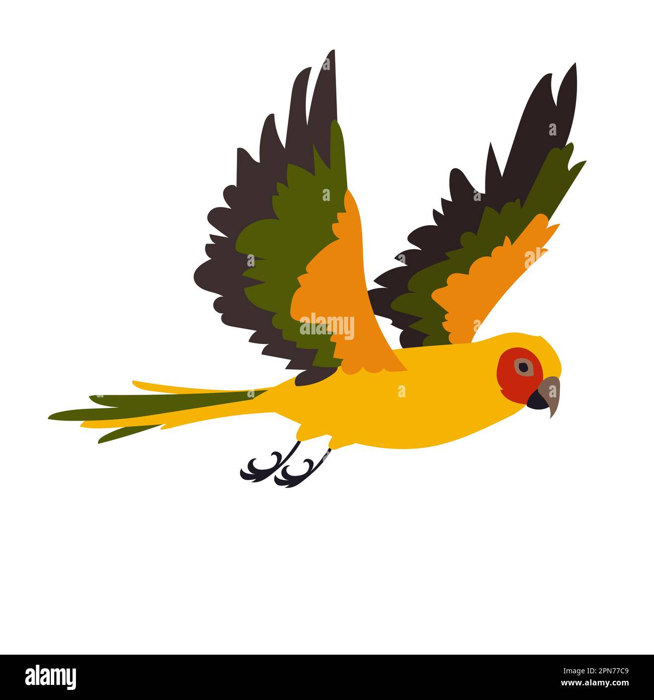 Yellow tropical parrot flying vector illustration Stock Vector Image