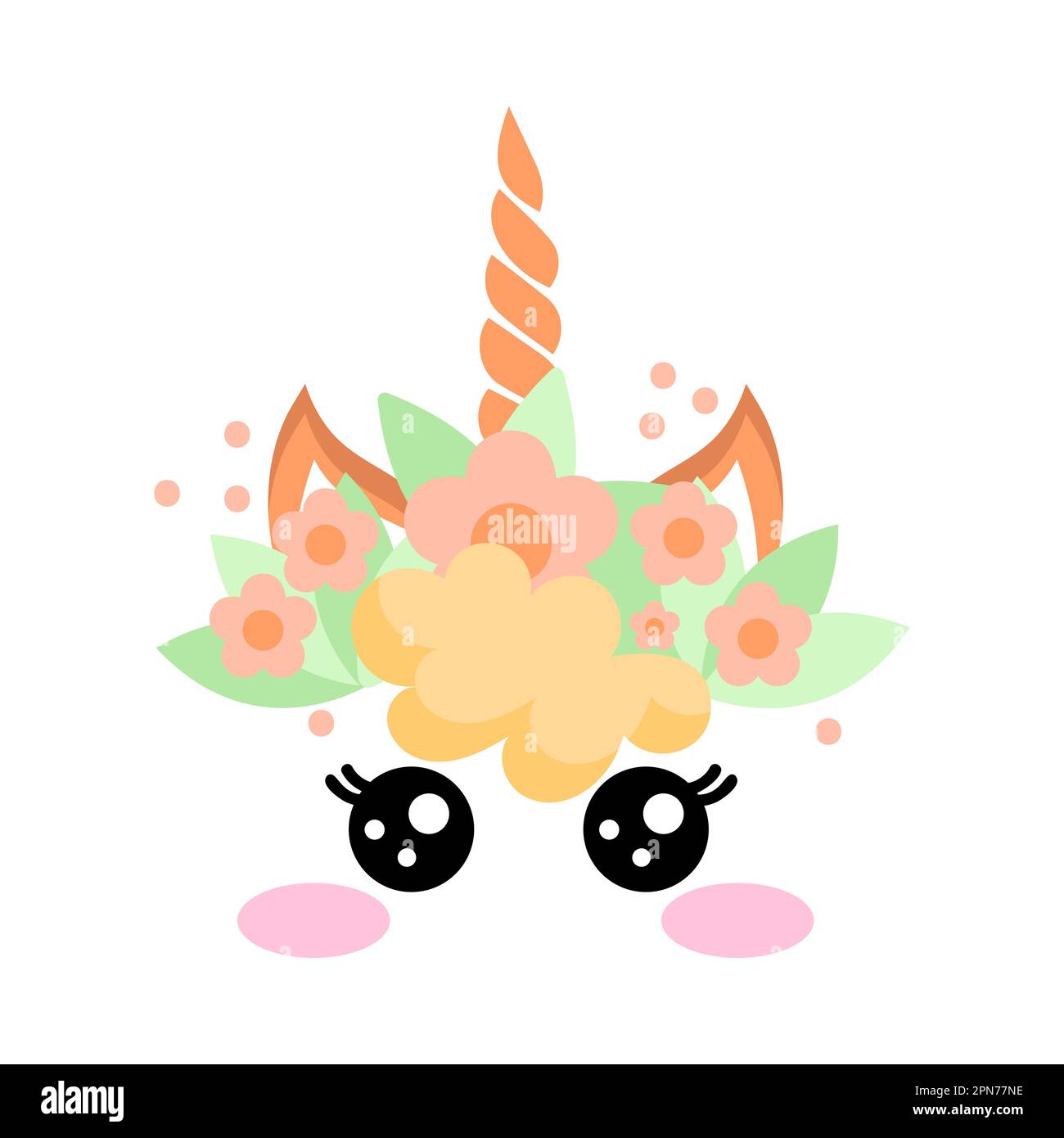 Pretty unicorn face with yellow hair cartoon illustration Stock Vector ...