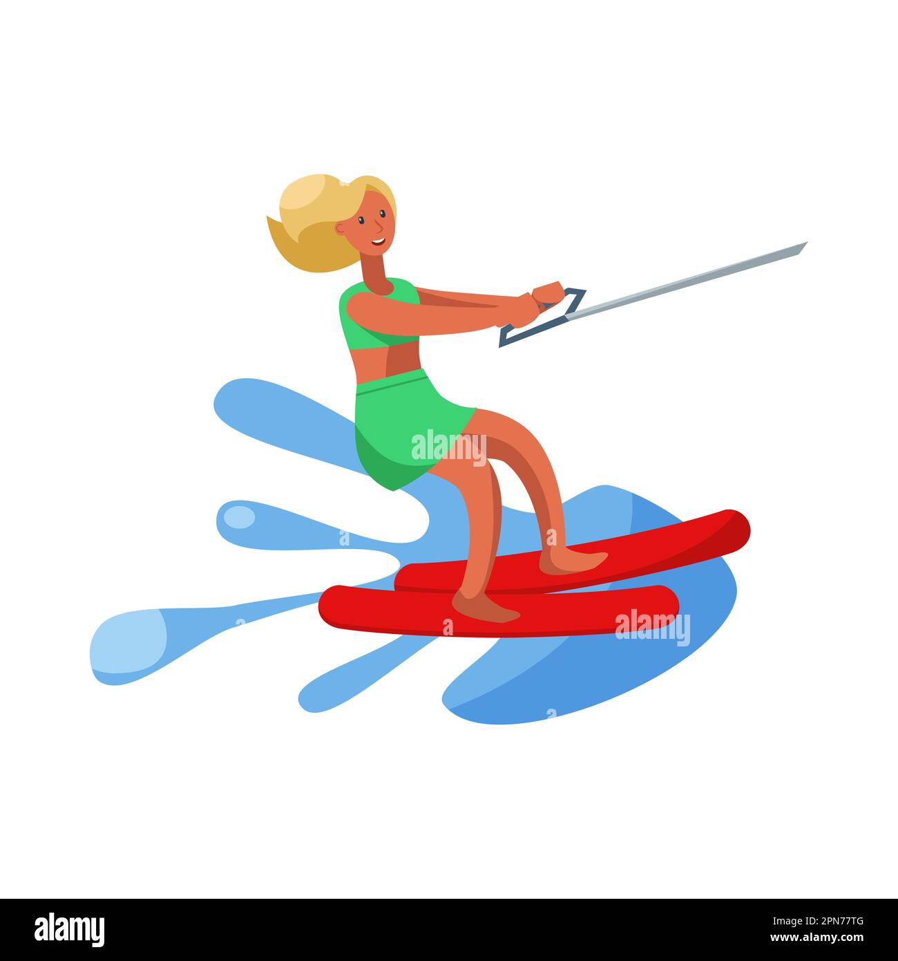 Tanned woman water skiing on white background Stock Vector Image & Art