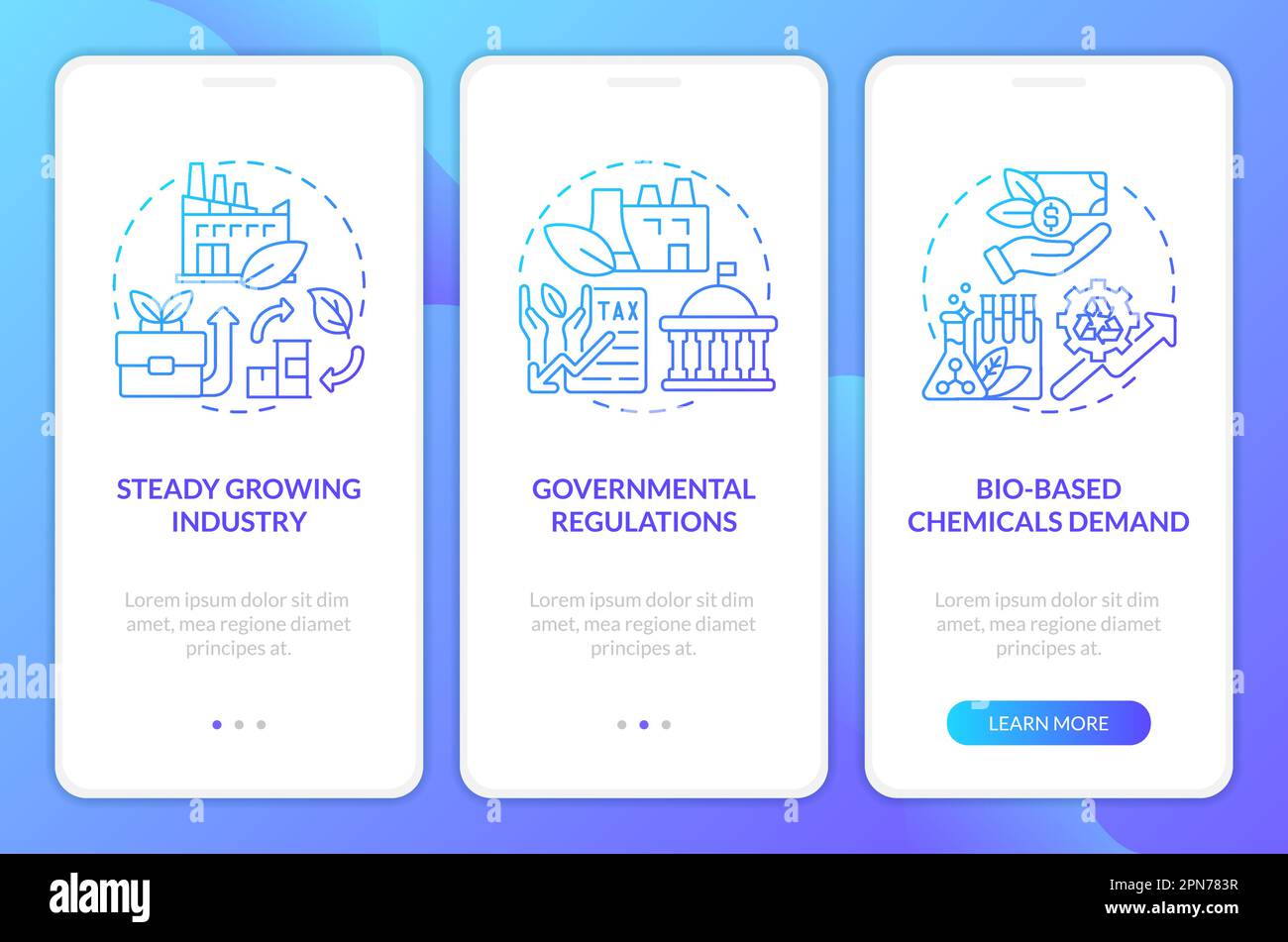 Biobased materials future blue gradient onboarding mobile app screen ...