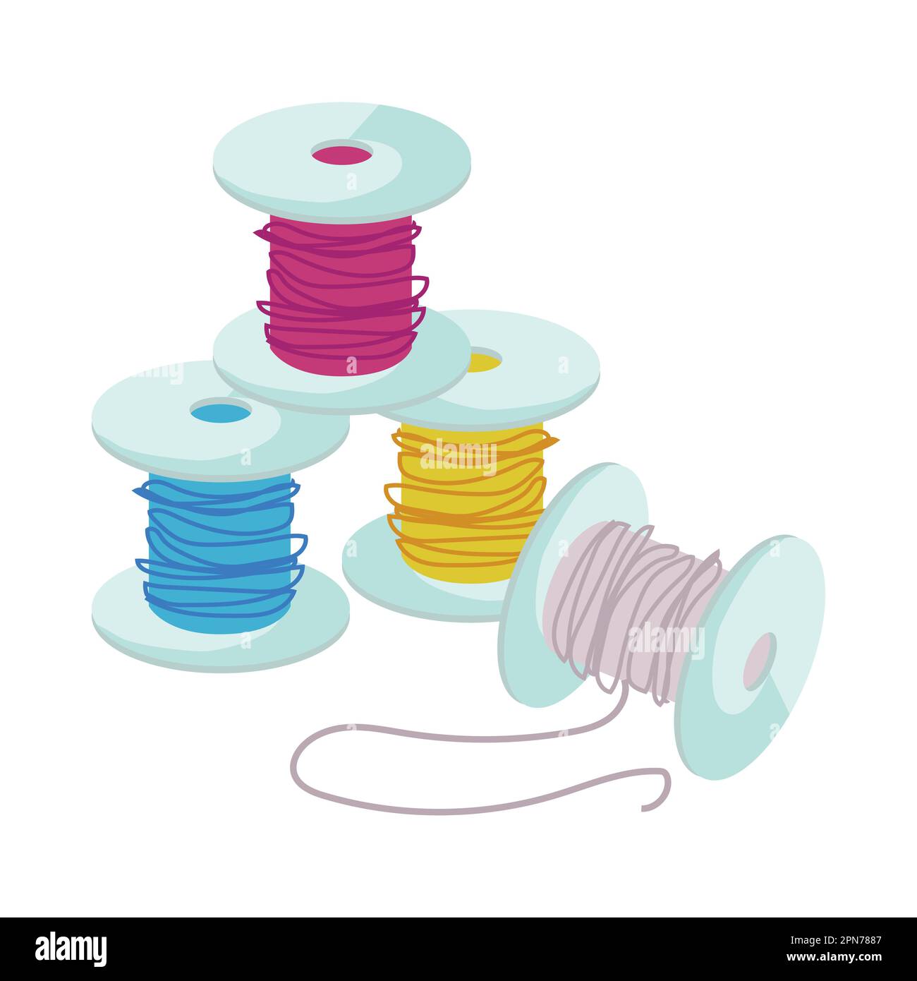 Spools and colorful threads vector illustration Stock Vector Image ...